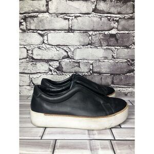 M4D3 Black Leather Calf Hair Super Platform Slip On Sneakers Women Sz 7M US/38EU